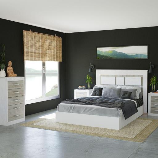 Dormitorio RELAX PLUS (Cabecero + 2 Mesitas + Cómoda + Espejo + Armario) [3]