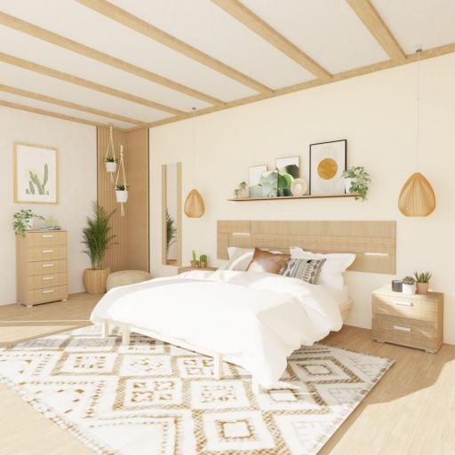 Dormitorio ÉLITE (Cabecero + 2 Mesitas + Cómoda + Espejo)