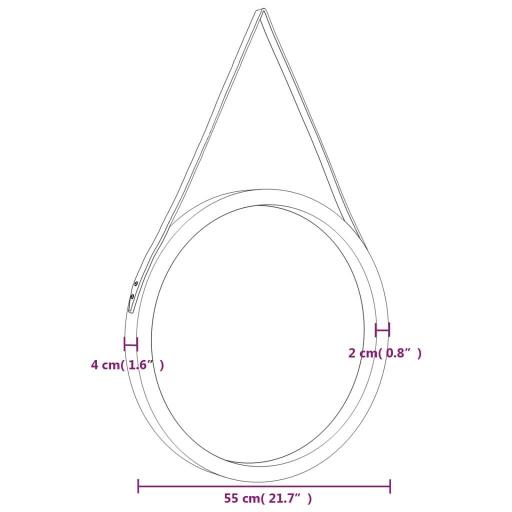 Espejo de pared con correa 55cm PLATEADO [4]