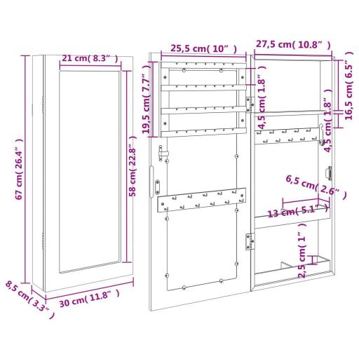 Espejo con joyero de pared 30x8,5x67cm BLANCO [5]