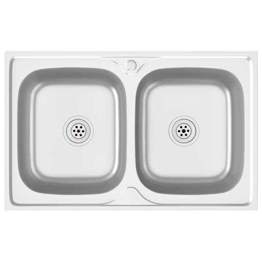 Fregadero de cocina doble seno acero inoxidable 80x50x15,5cm [1]