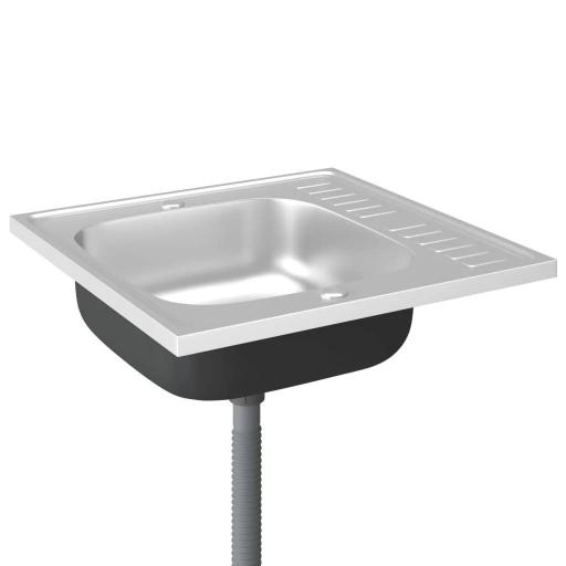 Fregadero de cocina con escurridor acero inox 60x60x15,5cm [4]