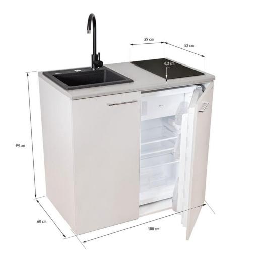 Minicocina con fregadero, vitrocerámica y frigorífico con congelador [1]