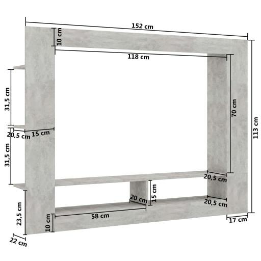 Mueble TV 152x22x113 cm GRIS HORMIGÓN [5]