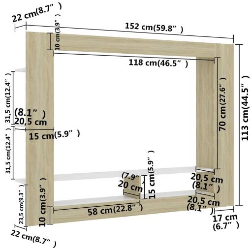 Mueble TV 152x22x113 cm ROBLE Y BLANCO [5]