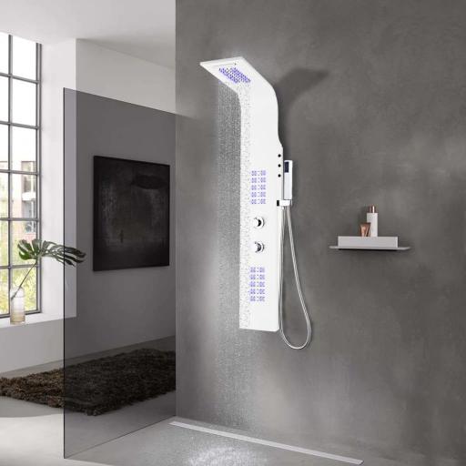 Panel de ducha aluminio con LED BLANCO