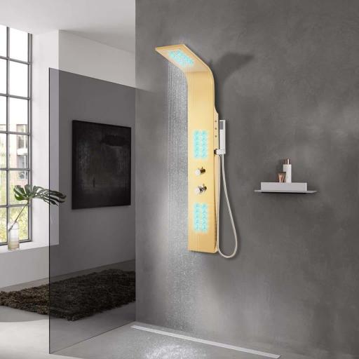 Panel de ducha aluminio con LED DORADO
