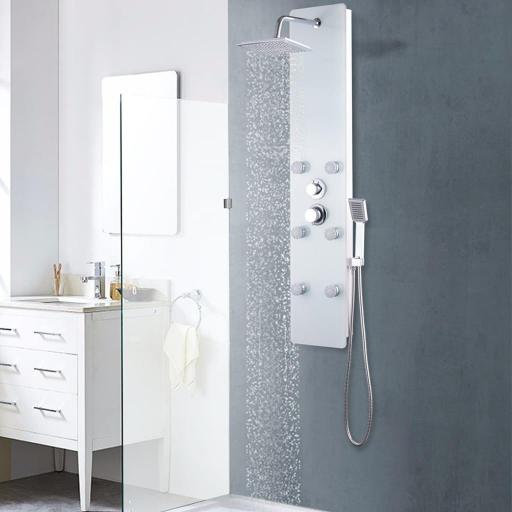 Panel de ducha vidrio 25x44,6x130cm BLANCO