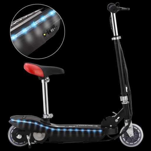 Patinete eléctrico con sillín y LED NEGRO [1]