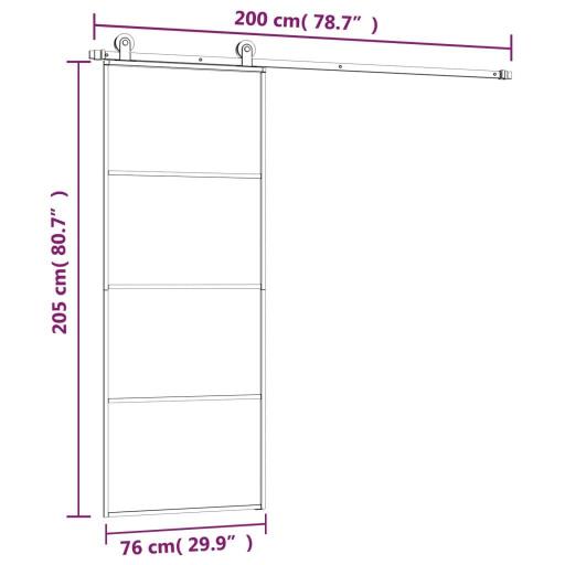 Puerta corredera con set herrajes vidrio ESG aluminio 76x205cm [3]