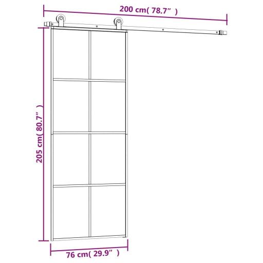 Puerta corredera con set herrajes vidrio ESG aluminio 76x205cm [5]