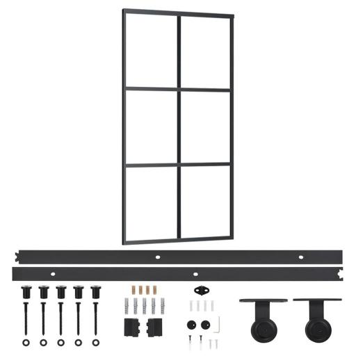 Puerta corredera con herrajes ESG vidrio y aluminio 102x205cm [1]