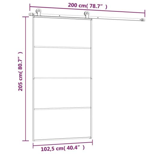 Puerta corredera set herrajes vidrio ESG aluminio 102,5x205cm [5]