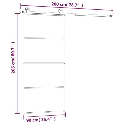 Puerta corredera con set herrajes vidrio ESG aluminio 90x205cm [5]