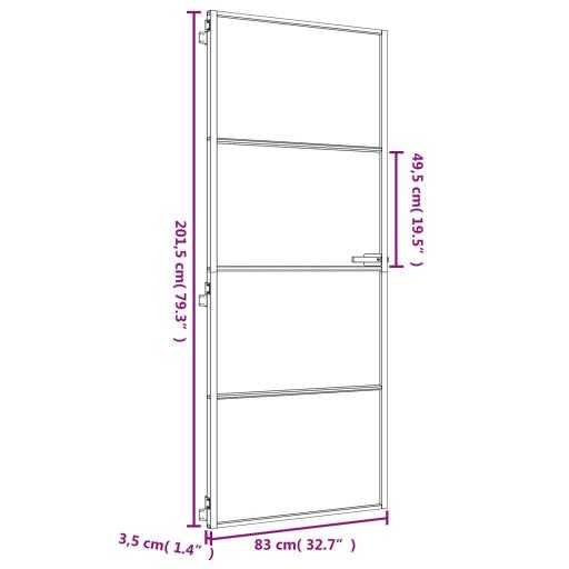 Puerta de interior vidrio templado y aluminio 83x201,5cm DORADO [5]