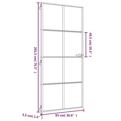 Puerta de interior vidrio templado y aluminio 93x201,5cm DORADO [5]