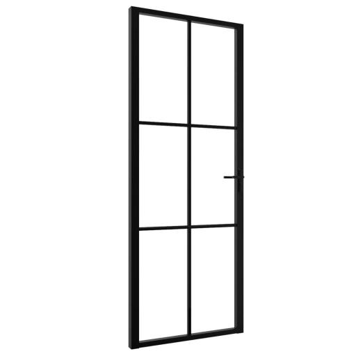 Puerta interior vidrio ESG y aluminio 76x201,5cm NEGRO [1]