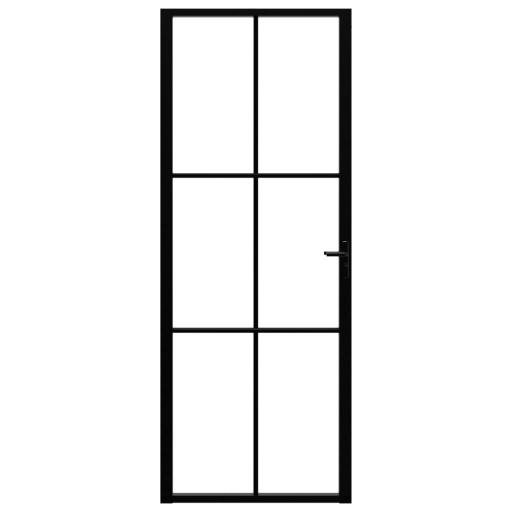 Puerta interior vidrio ESG y aluminio 76x201,5cm NEGRO [2]