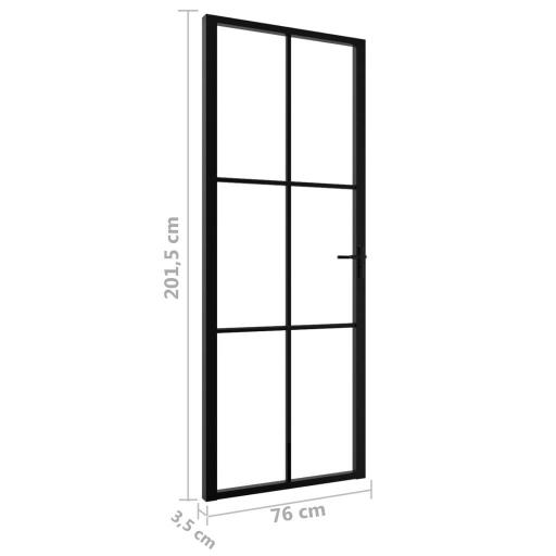 Puerta interior vidrio ESG y aluminio 76x201,5cm NEGRO [5]