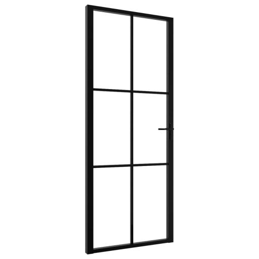 Puerta interior vidrio ESG y aluminio 83x201,5cm NEGRO [1]