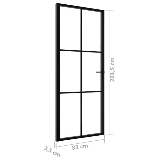 Puerta interior vidrio ESG y aluminio 83x201,5cm NEGRO [5]
