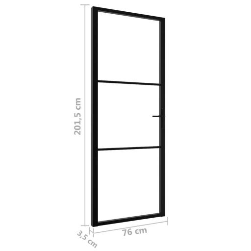 Puerta interior vidrio ESG y aluminio 76x201,5cm NEGRO [5]
