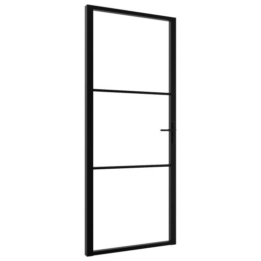 Puerta interior vidrio ESG y aluminio 93x201,5cm NEGRO [1]