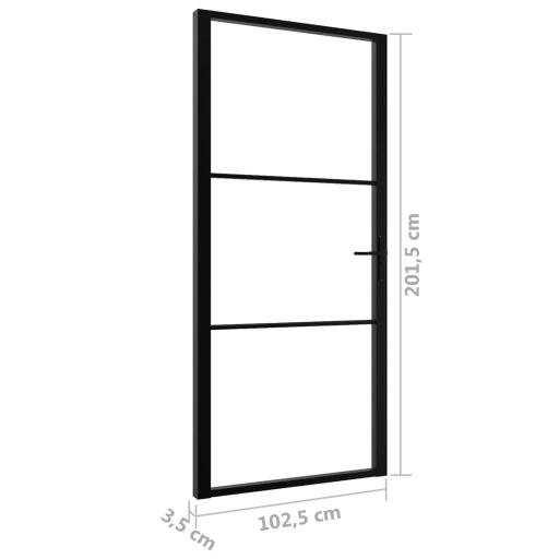 Puerta interior vidrio ESG y aluminio 102,5x201,5cm NEGRO [5]