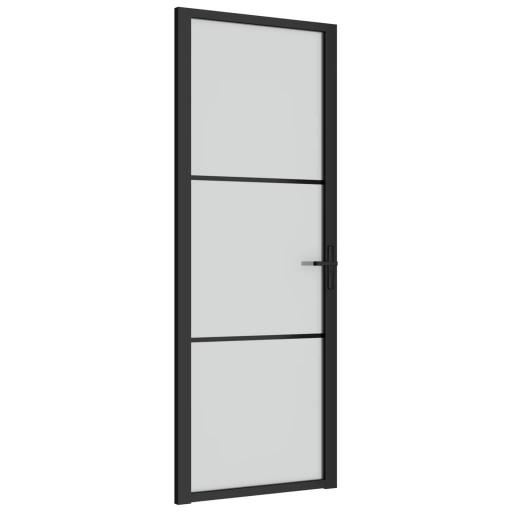 Puerta interior de vidrio y aluminio 76x201,5cm NEGRO [1]