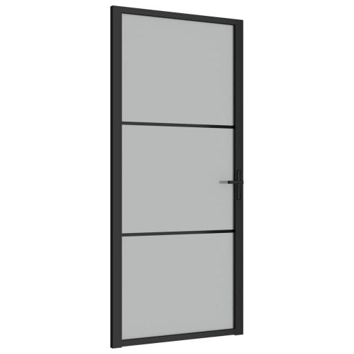 Puerta interior de vidrio y aluminio 93x201,5cm NEGRO [1]