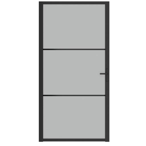 Puerta interior de vidrio y aluminio 102,5x201,5cm NEGRO [2]