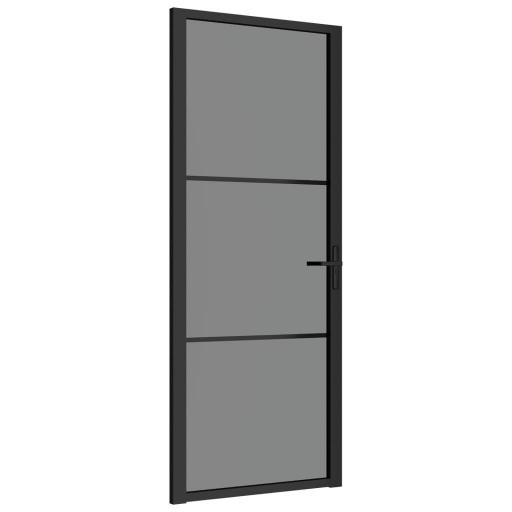 Puerta interior vidrio EGS y aluminio 83x201,5cm NEGRO [1]