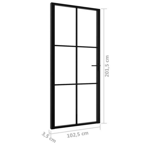 Puerta interior vidrio ESG y aluminio 102,5x201,5cm NEGRO [5]