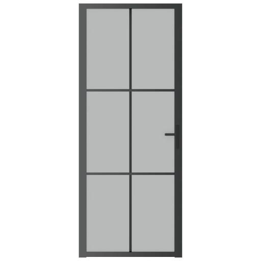 Puerta interior de vidrio y aluminio 83x201,5cm NEGRO [2]