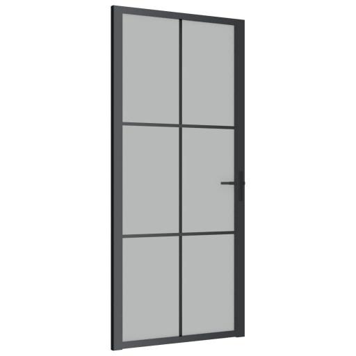 Puerta interior de vidrio y aluminio 93x201,5cm NEGRO [1]