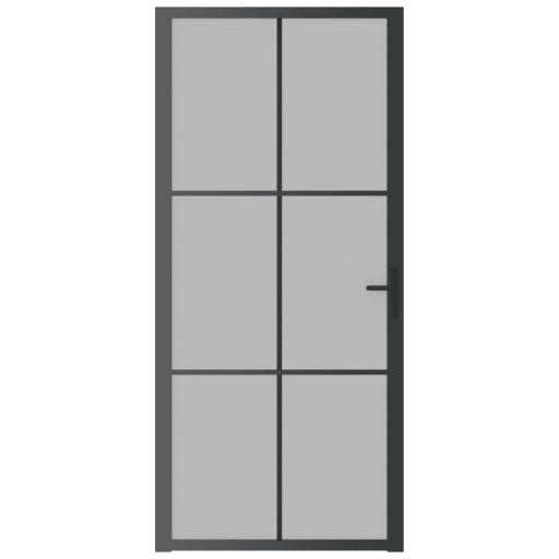 Puerta interior de vidrio y aluminio 93x201,5cm NEGRO [2]