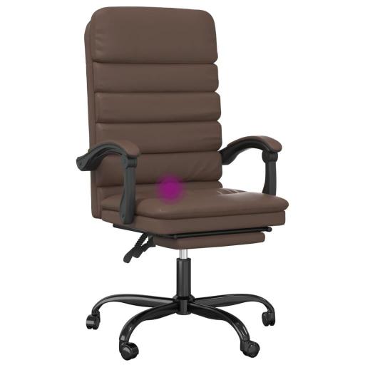 Silla de oficina reclinable masaje polipiel MARRÓN [4]