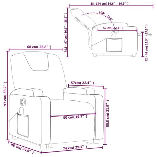 Sillón de masaje elevable eléctrico polipiel GRANATE [7]