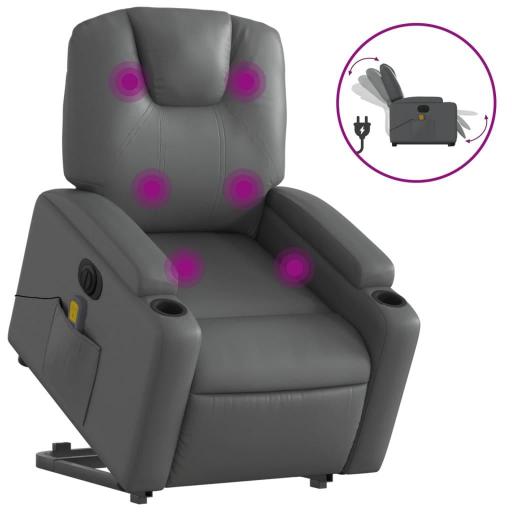 Sillón de masaje elevable eléctrico polipiel GRIS [1]