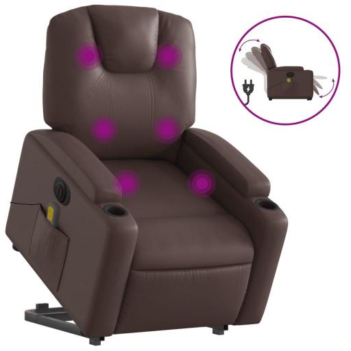 Sillón de masaje elevable eléctrico polipiel MARRÓN [1]