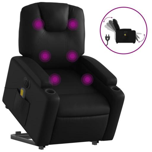 Sillón de masaje elevable eléctrico polipiel NEGRO [1]