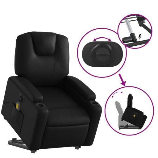 Sillón de masaje elevable eléctrico polipiel NEGRO [6]