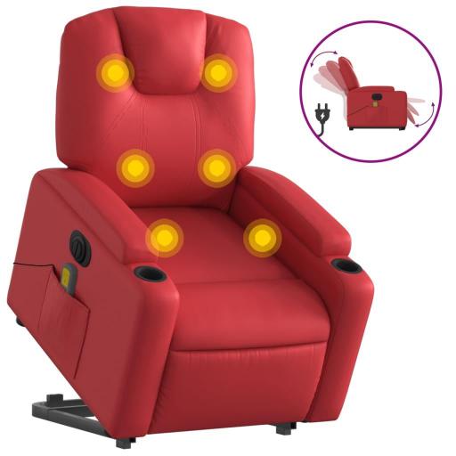 Sillón de masaje elevable eléctrico polipiel ROJO [1]