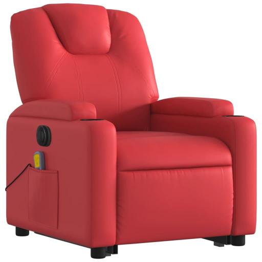 Sillón de masaje elevable eléctrico polipiel ROJO [2]