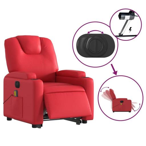 Sillón de masaje elevable eléctrico polipiel ROJO [4]