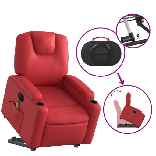 Sillón de masaje elevable eléctrico polipiel ROJO [7]