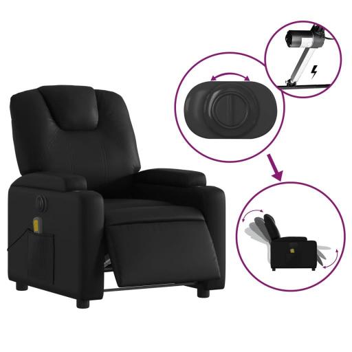 Sillón de masaje reclinable eléctrico polipiel NEGRO [2]