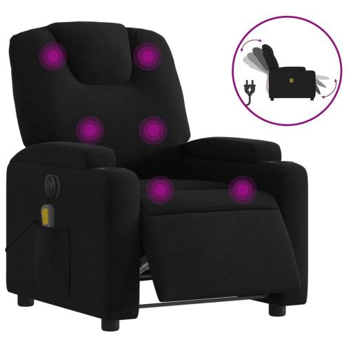 Sillón reclinable de masaje eléctrico tela NEGRO [1]