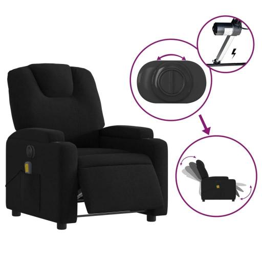 Sillón reclinable de masaje eléctrico tela NEGRO [2]