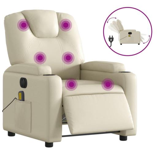Sillón de masaje reclinable eléctrico polipiel CREMA [1]